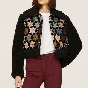 Sea New York Estrella Quilted Sherpa Jacket in Black Quilt